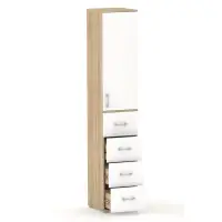 Szafa na ubrania z drążkiem Pola 215 - 4 szuflady 40-50 cm Dąb Sonoma z białymi drzwiami